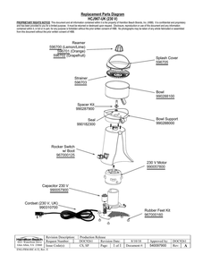 Diagram Diagram and Parts List for HCJ967-UK  Hamilton Beach Juicer